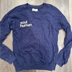 SoulCycle Blue Crew Neck Sweater with Ribbed Cuffs